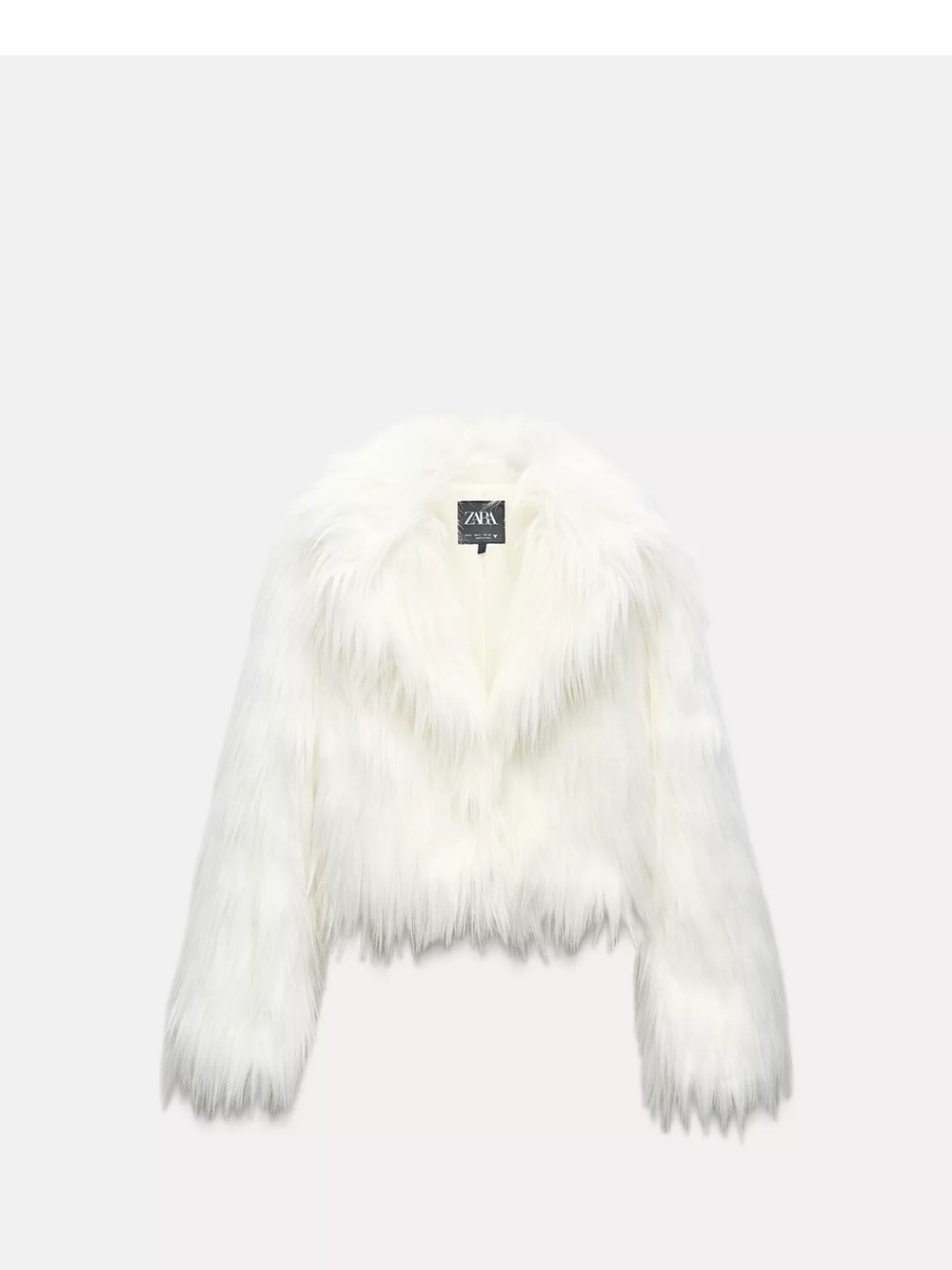 Zara Ivory Faux Fur Cropped Teddy Jacket